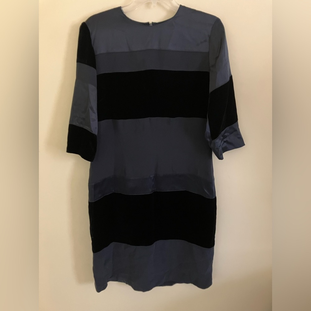 EMANUEL UNGARO silk and velvet bold stripe dress size 10 cocktail wedding